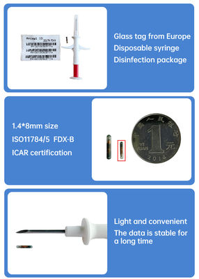 ICAR 인증을 받은 살균 주사 식별 마이크로 칩 ISO11784/5 FDX-B 표준 및 동물용 EO 가스 살균