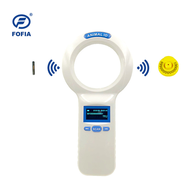 24/7 OLED 화이트 동물 마이크로칩 스캐너 내장 버저 RFID 리더 휴대용