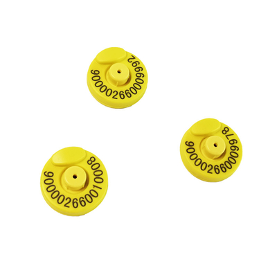 ET907에 대한 노란색 RFID 귀 태그 지름 30.5mm ± 0.5mm ISO11784/5 FDX-B