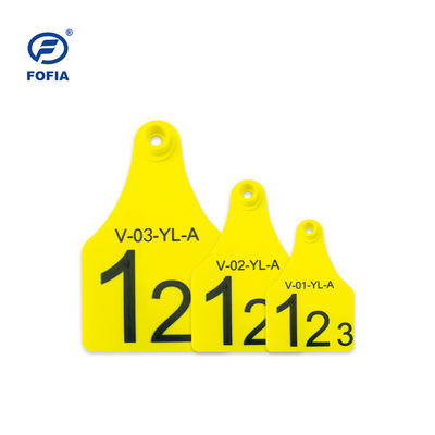 RFID 이어 태그 비주얼 태그 미니 / 미들 / 라지 사이즈 레이저 인쇄 지원 134.2 Khz 옐로우 또는 기타 8가지 색상 가능