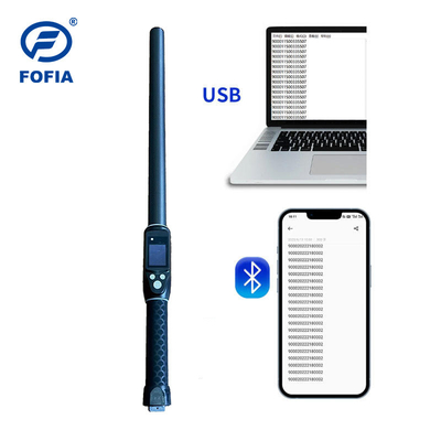맞춤형 ISO FDX-B HDX 30,000 기록 수동 스틱 RFID 리더 가축 가축 귀 태그 마이크로칩 장거리 플라스틱