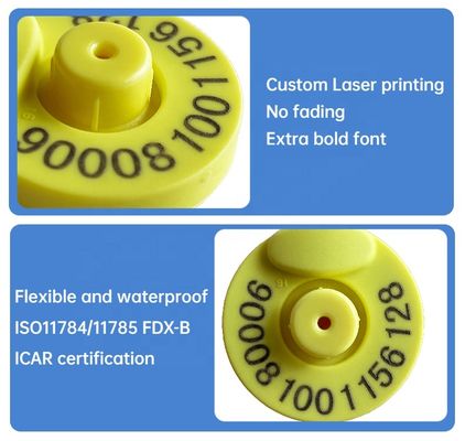 Round Electronic Ear Tags with More Than 20 Years Validity and Minimum 100 Write Cycle for ISO 11784/11785 Compliant Livestock Identification