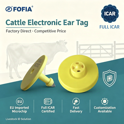 ICAR 인증을 가진 가축 관리 가축 식별 및 추적 시스템을위한 내구적인 전자 귀 태그