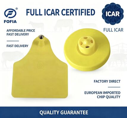 전체 ICAR ET908+T905 방수 RFID TPU 노란색 동물 귀 태그 FDX-B 134.2Khz EM4305 칩 소