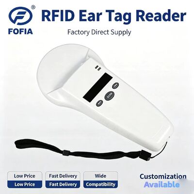 FOFIA 128x32 OLED 화면 / USB로 장거리 애완동물 및 농장 / 랜치 사용을위한 내구성 플라스틱 RFID 휴대용 리더
