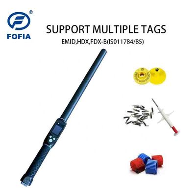 FOFIA 128x32 OLED 화면 / USB로 장거리 애완동물 및 농장 / 랜치 사용을위한 내구성 플라스틱 RFID 휴대용 리더