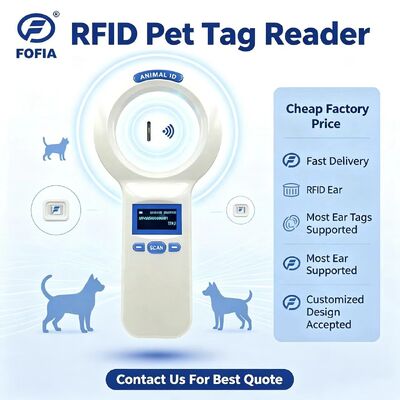 내구성 있는 플라스틱 PT200 RFID 핸드헬드 리더 128x64 OLED 화면 ISO11784/5 프로토콜 반려동물 및 농장 사용용 장거리 읽기