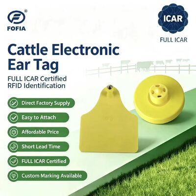 FOFIA 신형 풀 ICAR 내구성 방수 RFID TPU 노란색 동물 귀 태그 ET908+T905 EM4305 칩 5 년 보증 소 14.5mm