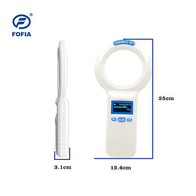 Fofia 휴대용 플라스틱 동물 마이크로칩 RFID 카드 리더 PT160 134.2kHz OLED 화면 USB 리튬 배터리 CE 인증 ISO 5-10cm