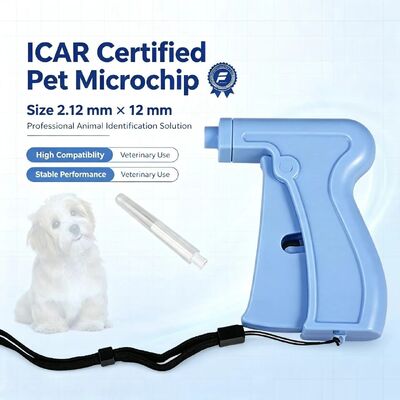 Fofia RFID 134.2kHz ICAR 인증 분리형 동물 식별 마이크로칩 2.12*12mm 모델 ZS005 블루 방수 소재 신제품 1.5년