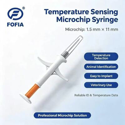 ICAR 인증 Fofia 신형 온도 감지 핫 마이크로칩 RFID PP 동물 ID 방수 개 및 고양이 반려동물 1.5년 보증