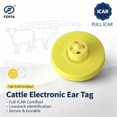 신형 풀 ICAR LF 방수 RFID TPU 옐로우 동물 귀표 14.5mm ET908+T901 칩 5년 보증 Fofia 소 사용