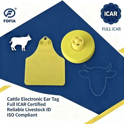 FOFIA 신형 풀 ICAR 내구성 방수 RFID TPU 옐로우 이어 태그 ET908+T905 농장 칩 5년 보증 소 14.5mm