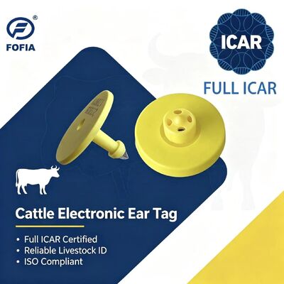 신규 풀 ICAR ET908+T901 방수 RFID LF TPU 옐로우 동물 귀표 14.5mm 소/젖소 칩 5년 보증 소