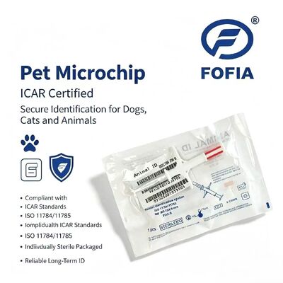 방수 Fofia 신상 인기 판매 RFID 134.2kHz PP 소재 개 ID 마이크로칩 방수 농장용 반려동물 주입 1.5년 귀표