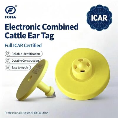 방수 Fofia 풀 ICAR 인증 ET908 옐로우 RFID TPU 소 귀표 1.5년 보증 돼지 및 양 동물 추적