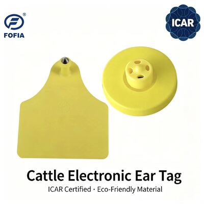 신형 FOFIA 풀 ICAR LF 내구성 방수 RFID TPU 노란색 소 귀 태그 ET908+T905 EM4305 칩 5년 보증 14.5mm