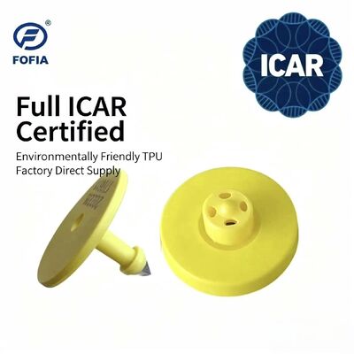 새로운 방수 Fofia 전체 ICAR 인증 ET908 옐로우 RFID TPU 소 귀 태그 1.5년 보증 레이저 코딩 동물 추적 소