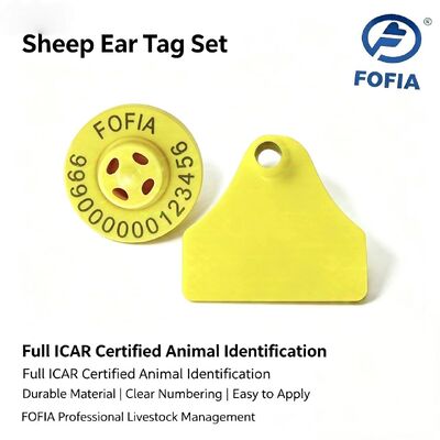 Fofia ET957+T967 Sheep Goat Combination Electronic Animal Tracking Ear Tag New RFID TPU Plastic Laser Coding 3-Year Warranty