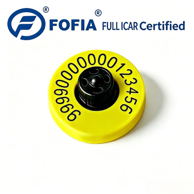 New Waterproof Fofia Full ICAR Certified ET908 Yellow RFID TPU Cow Ear Tag 1.5 Year Warranty Laser Coding Animal Pig Sheep