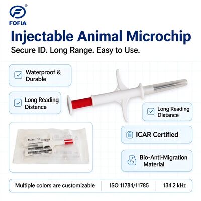 Fofia RFID 주입형 동물 마이크로칩 134.2 kHz ISO 11784 11785 방수 2.12 X 12 mm 반려동물 식별