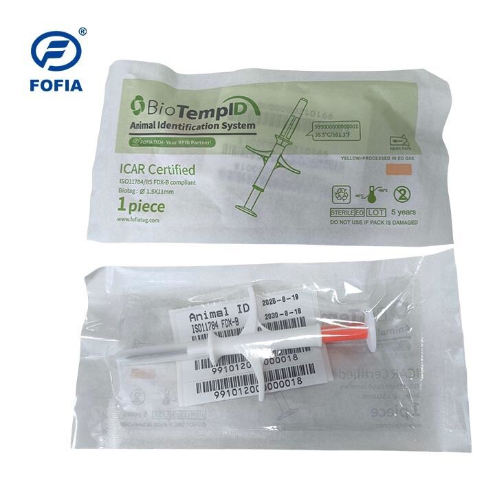 HT003 실시간 모니터링 온도 감지 ISO11784/5 FDX-B RFID 마이크로칩 키트 (말 및 가축용)