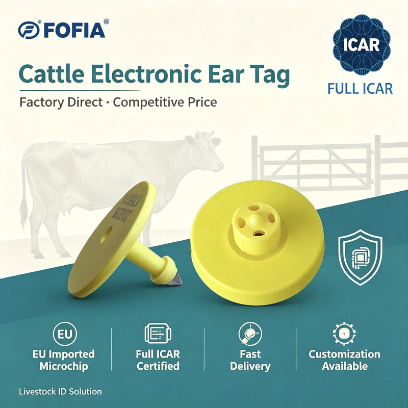 ICAR 인증을 가진 가축 관리 가축 식별 및 추적 시스템을위한 내구적인 전자 귀 태그