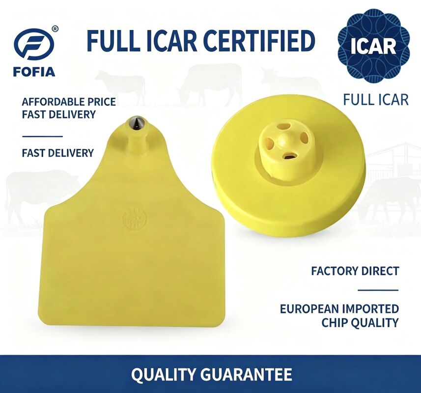 전체 ICAR ET908+T905 방수 RFID TPU 노란색 동물 귀 태그 FDX-B 134.2Khz EM4305 칩 소