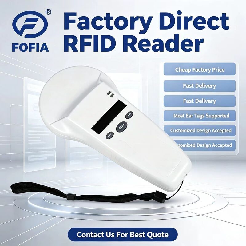 애완 동물 및 농장 및 목장 사용을 위한 128x32 OLED 스크린 USB ForPlastic 장거리 솔루션을 갖춘 방수 RFID 휴대용 리더기 125khz
