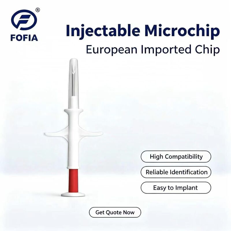 ICAR 인증 FOFIA RFID 134.2kHz 동물 마이크로칩 FDX/EM4305 칩 반려동물 주입용 플라스틱 IP67 방수
