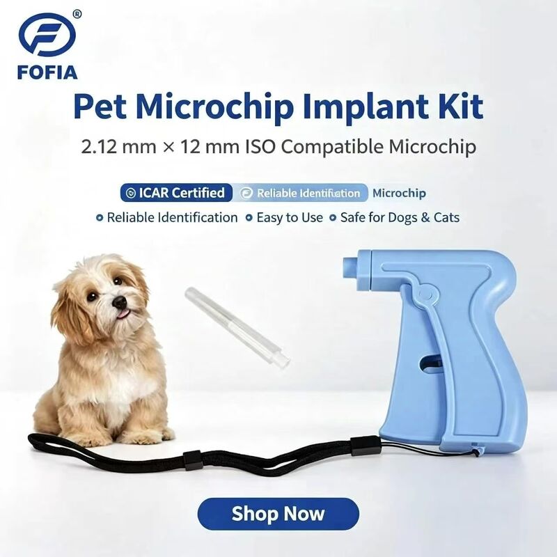 Fofia New Hot Selling RFID Separate Reusable134.2kHz Animal ID Microchip ZS005 Blue Waterproof Pet Use Injection 1.5 Year