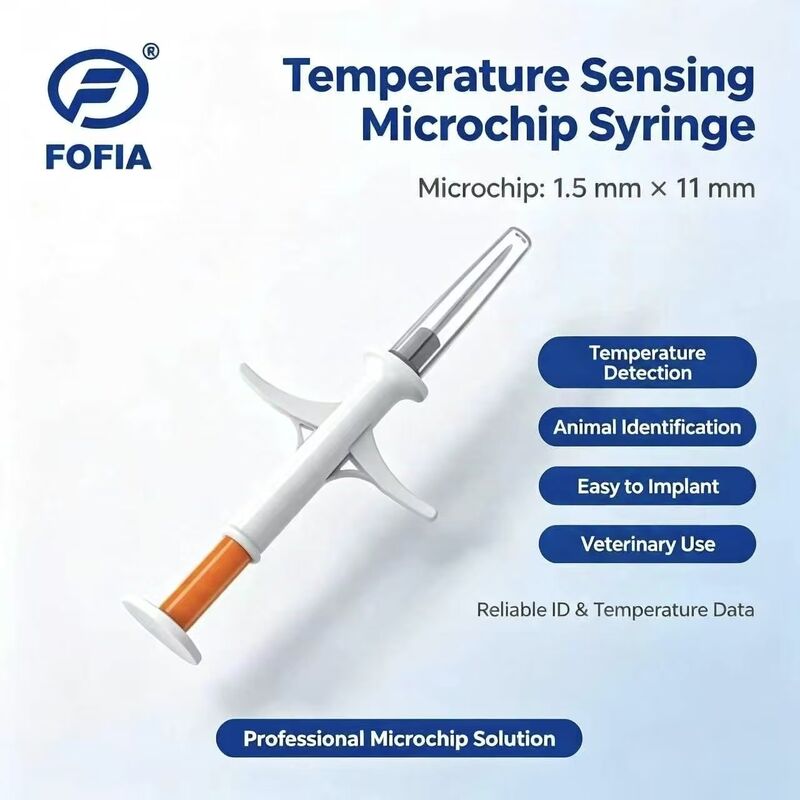 ICAR 인증 Fofia 신형 온도 감지 핫 마이크로칩 RFID PP 동물 ID 방수 개 및 고양이 반려동물 1.5년 보증
