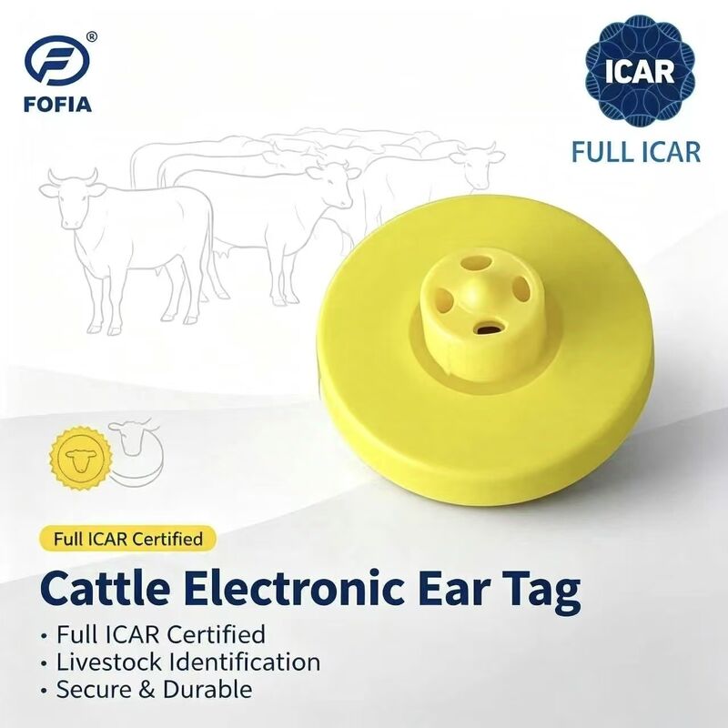 신형 풀 ICAR LF 방수 RFID TPU 옐로우 동물 귀표 14.5mm ET908+T901 칩 5년 보증 Fofia 소 사용