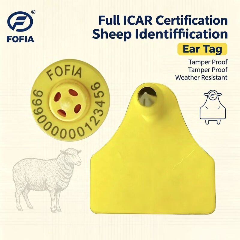 Fofia ET957+T967 양 염소 겸용 전자 동물 추적 귀표 신규 고품질 RFID TPU 레이저 코딩 3년