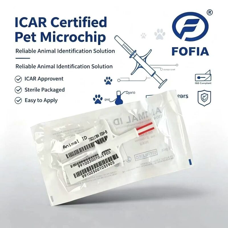 내구성 있는 포피아 신형 핫 셀 RFID 134.2kHz PP 재료 개 ID 마이크로칩 농장용 방수 반려동물 주입 1.5 년 귀 태그