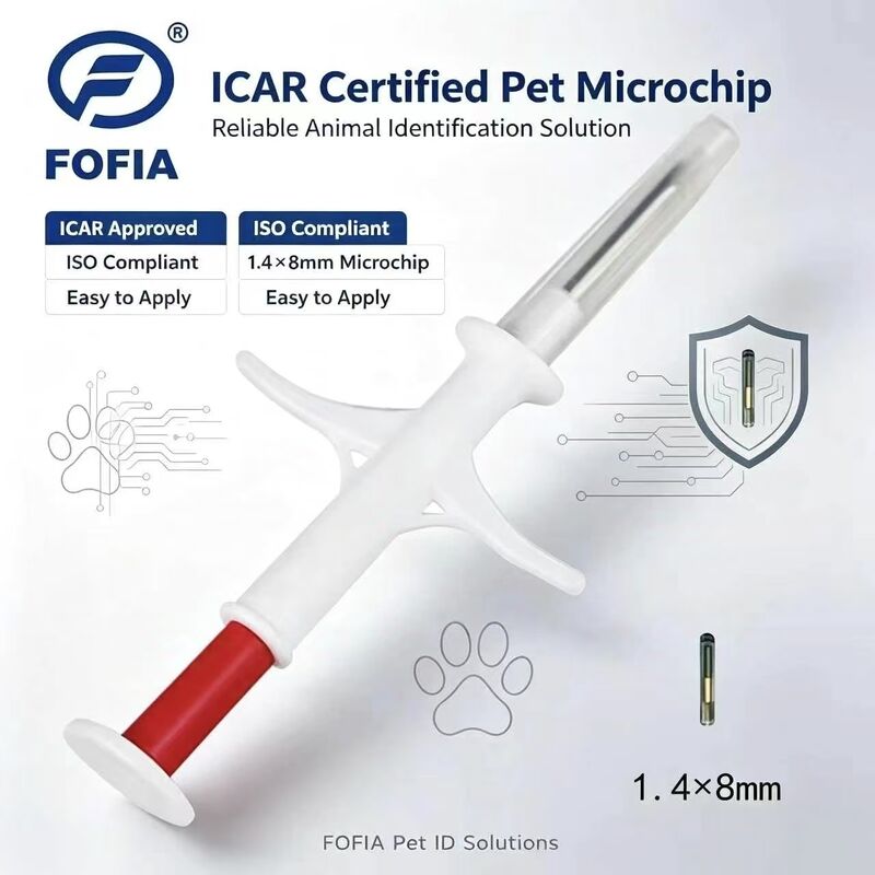FOFIA 새로운 RFID 134.2kHz 동물 마이크로 칩 FDX/EM4305 IP67 방수 소/돼지/양 가축 애완 동물 주입 PP