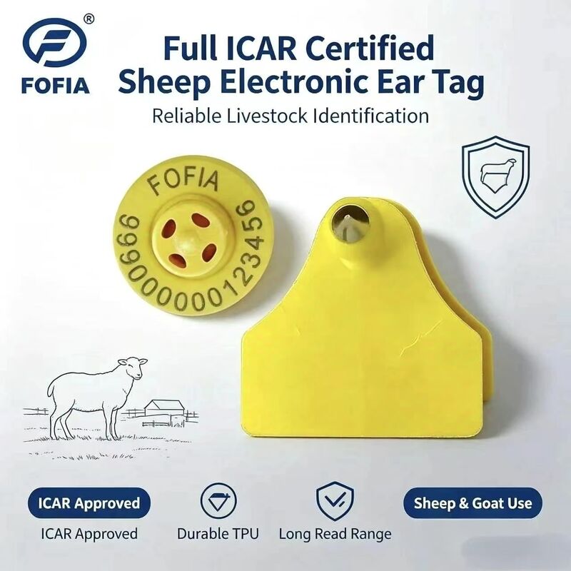 Fofia ET957+T967 양 염소 소 동물 조합 전자 농장 추적 귀표 신규 고품질 RFID TPU 레이저 코딩 3