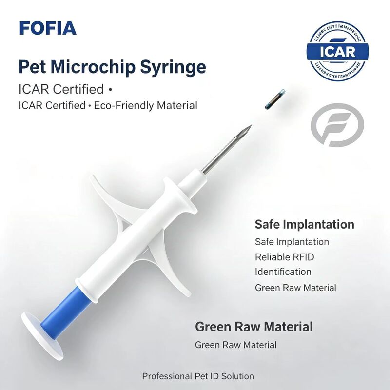 FOFIA ZS007 ICAR 인증 134.2kHz RFID 동물 마이크로 칩 FDX/EM4305 IP67 방수 흰색 PP 1.4x8mm 개 고양이 토끼 소 새