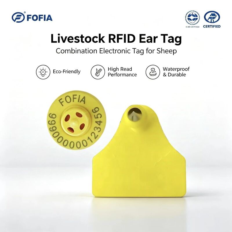 방수 내구성 Fofia 양 염소 조합 전자 동물 추적 칩 귀 태그 신규 RFID TPU 레이저 코딩 농장 3년