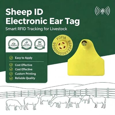 Fofia 방수 조합 전자 동물 추적 귀 태그 새로운 고품질 RFID TPU 레이저 코딩 3 년 보증 염소