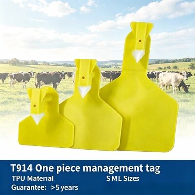 가축 관리용 맞춤형 새로운 TPU RFID 플라스틱 노란색 소 돼지 양 귀 태그 Fofia T914 레이저 코딩 농장 먹이 ID