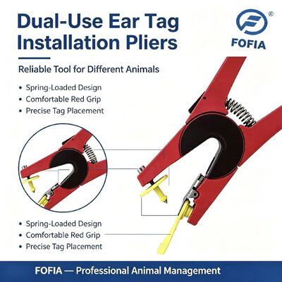소, 돼지, 양, 말용 레이저 코딩 기능이 있는 신형 FOFIA 레드 알루미늄 합금 RFID 농장 동물 귀표 부착기